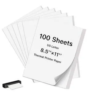 100 Sheets Thermal Printer Paper 8.5 x 11 Inch US Letter Size Safe BPA-Free 100 Sheets Thermal Printer Paper 8.5 x 11 Inch US Letter Size Safe BPA-Free