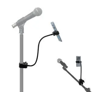 Mic Stand Phone Holder, 15.7 Inch Long Flexible Gooseneck Mount Clamp for Microphone Music Stand Tripod Fill Light Pole, Cell Phone Clip for iPhone, Galaxy, All Smartphones Mic Stand Phone Holder, 15.7 Inch Long Flexible Gooseneck Mount Clamp for Microphone Music Stand Tripod Fill Light Pole, Cell Phone Clip for iPhone, Galaxy, All Smartphones