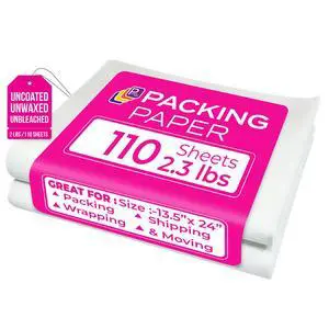 Packing Paper Sheets for Moving, 110 Sheets, 13.5 x 24 Inch, 2.3 lb Packing Paper Sheets for Moving, 110 Sheets, 13.5 x 24 Inch, 2.3 lb