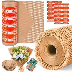 Honeycomb Packing Paper 12" x 55 ft - Eco-Friendly Cushioning Wrap for Moving, Shipping, and Packaging | Recyclable Alternative to Bubble Wrap Roll | Packing Paper for Fragile Items & Electronics Honeycomb Packing Paper 12" x 55 ft - Eco-Friendly Cushioning Wrap for Moving, Shipping, and Packaging | Recyclable Alternative to Bubble Wrap Roll | Packing Paper for Fragile Items & Electronics