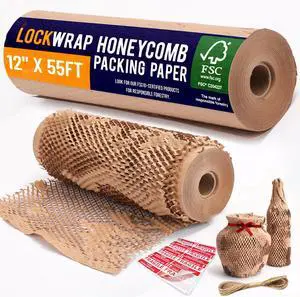 Honeycomb Packing Paper For Moving 12" x 55ft With Rope & Fragile Stickers Honeycomb Packing Paper For Moving 12" x 55ft With Rope & Fragile Stickers