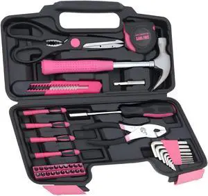 39-Piece Household Tools Kit - Portable and Essential Repair Set Ideal for Women, College Students, Home Use & More (39p-Pink) 39-Piece Household Tools Kit - Portable and Essential Repair Set Ideal for Women, College Students, Home Use & More (39p-Pink)