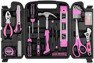 Pink Tool Set -131 Piece Pink Tool sets for WomenGeneral Household Hand Tool Kit with Plastic Tool Box Storage Case(Pink) Pink Tool Set -131 Piece Pink Tool sets for WomenGeneral Household Hand Tool Kit with Plastic Tool Box Storage Case(Pink)