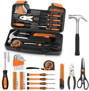 39-Piece Tool Set Household Hand Kit with Plastic Toolbox, Orange 39-Piece Tool Set Household Hand Kit with Plastic Toolbox, Orange