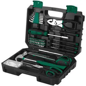 50 Piece General Household Hand Tool Kit with Plastic Toolbox Storage Case, All Purpose Home Tool Kit Includes Essential Tools for Office College Repairs - Green 50 Piece General Household Hand Tool Kit with Plastic Toolbox Storage Case, All Purpose Home Tool Kit Includes Essential Tools for Office College Repairs - Green