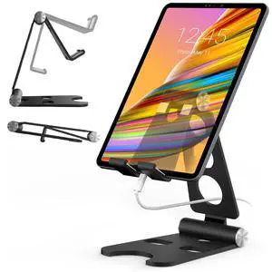 Tablet Stand with Cord Holder Aluminum Alloy Foldable Phone Stand Tablet Stand with Cord Holder Aluminum Alloy Foldable Phone Stand