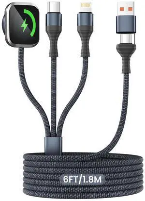 Multi Charging Cable for iWatch Charger, 3 in 2 USB A/C iPhone Charger Cord Multi Charging Cable for iWatch Charger, 3 in 2 USB A/C iPhone Charger Cord