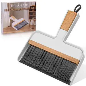 Mini Dustpan and Brush Set, Bamboo Handle with Rubber Lip Mini Dustpan and Brush Set, Bamboo Handle with Rubber Lip
