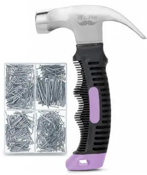 Nail Assortment Kit and 8oz Small Hammer for Picture Hanging Nail Assortment Kit and 8oz Small Hammer for Picture Hanging