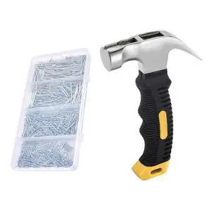 Nail Assortment Kit and 8oz Small Claw Hammer, 650 Pcs Small Nails, Picture Hanging Nails, Black, 0.671 kg Nail Assortment Kit and 8oz Small Claw Hammer, 650 Pcs Small Nails, Picture Hanging Nails, Black, 0.671 kg