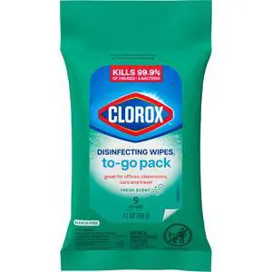 Disinfecting Cleaning Wipes To Go Pack, Bleach Free, Fresh Scent, 9 Count (Package May Vary) Disinfecting Cleaning Wipes To Go Pack, Bleach Free, Fresh Scent, 9 Count (Package May Vary)