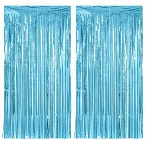 2 Pack Sky Blue Metallic Streamer Curtain, 3.28 X 6.56 Ft Foil Fringe Tinsel Backdrop Photo Booth Props Decoration, Party Curtain Wall Decor for Birthday Baby Shower Summer Theme Party Supplies 2 Pack Sky Blue Metallic Streamer Curtain, 3.28 X 6.56 Ft Foil Fringe Tinsel Backdrop Photo Booth Props Decoration, Party Curtain Wall Decor for Birthday Baby Shower Summer Theme Party Supplies