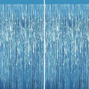 Light Blue Tinsel Backdrop, 2 Pack Foil Fringe Curtains for Party Decor Light Blue Tinsel Backdrop, 2 Pack Foil Fringe Curtains for Party Decor