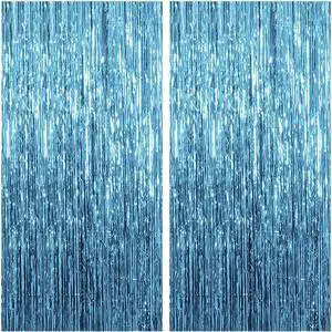 2 Pack Light Blue Foil Fringe Curtain 3.28 Ft X 6.56 Ft Blue Fringe Backdrop, Door Streamers Party Decorations, Metallic Tinsel Curtain for Birthday, Baby Shower, Photo Booth, Glitter Party Backdrop 2 Pack Light Blue Foil Fringe Curtain 3.28 Ft X 6.56 Ft Blue Fringe Backdrop, Door Streamers Party Decorations, Metallic Tinsel Curtain for Birthday, Baby Shower, Photo Booth, Glitter Party Backdrop