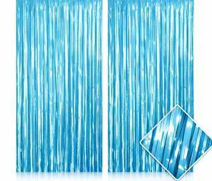 Sky Blue Fringe Curtain Backdrop 2 Pack, Foil Tinsel Curtain Decorations, Metallic Fringe Backdrop for Birthday Party, Baby Shower, Photo Booth, Blue Party Decorations Sky Blue Fringe Curtain Backdrop 2 Pack, Foil Tinsel Curtain Decorations, Metallic Fringe Backdrop for Birthday Party, Baby Shower, Photo Booth, Blue Party Decorations