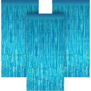 3 Pack 3.28ft x 6.56ft Light Blue Metallic Tinsel Foil Fringe Curtains, Photo Booth Backdrop Party Decorations for Birthday Wedding Baby Shower Graduation Bachelorette New Years 3 Pack 3.28ft x 6.56ft Light Blue Metallic Tinsel Foil Fringe Curtains, Photo Booth Backdrop Party Decorations for Birthday Wedding Baby Shower Graduation Bachelorette New Years