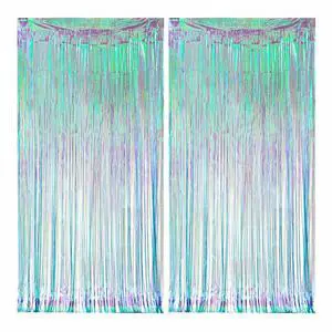 2 Pack 3.3x6.6FT Iridescent Blue Tinsel Foil Fringe Curtain Metallic Door Streamer Backdrop Supplies Birthday Party Bachelorette Wedding Decor Baby Shower Photo Booth Props PET Plastic 2 Pack 3.3x6.6FT Iridescent Blue Tinsel Foil Fringe Curtain Metallic Door Streamer Backdrop Supplies Birthday Party Bachelorette Wedding Decor Baby Shower Photo Booth Props PET Plastic
