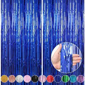 2 Pack 3.3 x 9.9 ft Dark Blue Foil Fringe Curtains Party Decorations, Blue Tinsel Curtain Backdrop for Parties, Door Streamers, Glitter Streamer Fringe Backdrop for Birthday Decoration 2 Pack 3.3 x 9.9 ft Dark Blue Foil Fringe Curtains Party Decorations, Blue Tinsel Curtain Backdrop for Parties, Door Streamers, Glitter Streamer Fringe Backdrop for Birthday Decoration