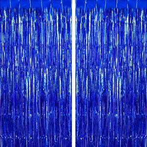 2 Pack Fringe Curtains Foil Shiny Fringe Backdrop Tinsel Door Streamers Foil Curtains for Birthday Wedding Engagement Bridal Shower Celebration Party Decorations Large Blue 2 Pack Fringe Curtains Foil Shiny Fringe Backdrop Tinsel Door Streamers Foil Curtains for Birthday Wedding Engagement Bridal Shower Celebration Party Decorations Large Blue