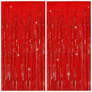 Tinsel Curtain Backdrop Red Birthday Party Decorations 2 Packs Glitter Foil Fringe Curtain Decor Streamers Photo Booth for Christmas Wedding Halloween Graduation Tinsel Curtain Backdrop Red Birthday Party Decorations 2 Packs Glitter Foil Fringe Curtain Decor Streamers Photo Booth for Christmas Wedding Halloween Graduation