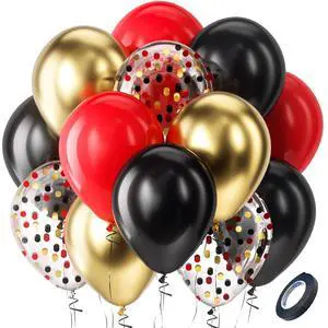 Red Black and Gold Confetti Balloons Set 60pcs 12 inch Red Black and Gold Confetti Balloons Set 60pcs 12 inch