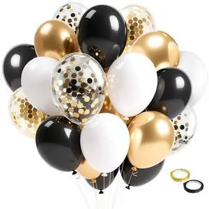 Black Gold Confetti Balloons, 12 Inch Black and Gold Balloons with Ribbons Party Decorations for Graduation Birthday Wedding Prom Engagement New Years Bridal Shower Bachelorette Cocktail Party Black Gold Confetti Balloons, 12 Inch Black and Gold Balloons with Ribbons Party Decorations for Graduation Birthday Wedding Prom Engagement New Years Bridal Shower Bachelorette Cocktail Party