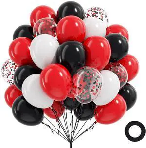 60pcs Red and Black Balloons with 12inch White Confetti Balloons 60pcs Red and Black Balloons with 12inch White Confetti Balloons