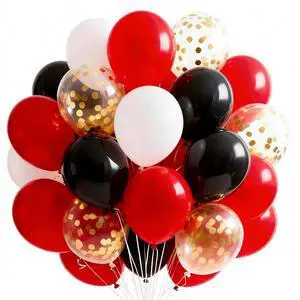 Red and Black Balloons 65pcs Matte Black Red Balloons Red and Black Balloons 65pcs Matte Black Red Balloons