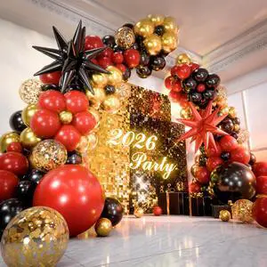 Balloon Arch Kit, 134pcs Red Black Gold Balloons, Star Foil Balloons, Birthday, Graduation, Casino, New Year and Retirement Decorations Balloon Arch Kit, 134pcs Red Black Gold Balloons, Star Foil Balloons, Birthday, Graduation, Casino, New Year and Retirement Decorations