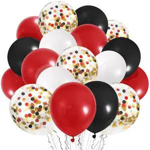 50pcs 12 Inches Black Red Confetti Balloons Kit, Black Red White Party Balloons with Ribbons for Birthday, Wedding, Baby Shower, Graduation Decorations 50pcs 12 Inches Black Red Confetti Balloons Kit, Black Red White Party Balloons with Ribbons for Birthday, Wedding, Baby Shower, Graduation Decorations