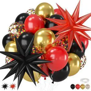 Red Black and Gold Balloons for Casino Birthday Decorations Red Black and Gold Balloons for Casino Birthday Decorations