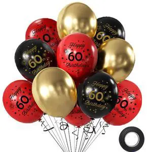 60th Birthday Balloons 12pcs Red Black and Gold Happy 60th Birthday Latex Confetti Balloons Red Black and Gold 10 Year Old Party Balloons for Men Women Birthday Celebration Decoration 60th Birthday Balloons 12pcs Red Black and Gold Happy 60th Birthday Latex Confetti Balloons Red Black and Gold 10 Year Old Party Balloons for Men Women Birthday Celebration Decoration