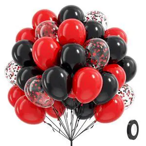 12inch Red and Black Balloons with Black Red Confetti Balloons 12inch Red and Black Balloons with Black Red Confetti Balloons