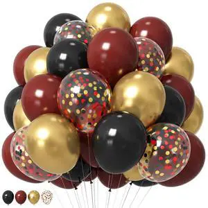 Black Burgundy Gold Balloons 12 Inch for Kids Halloween Birthday Black Burgundy Gold Balloons 12 Inch for Kids Halloween Birthday