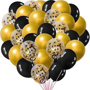 Black and Gold Balloons with Black and Gold Confetti Balloons for New Years Graduation Baby Shower Wedding Birthday Family Parties Decoration,50Pcs 12inch Black and Gold Balloons with Black and Gold Confetti Balloons for New Years Graduation Baby Shower Wedding Birthday Family Parties Decoration,50Pcs 12inch