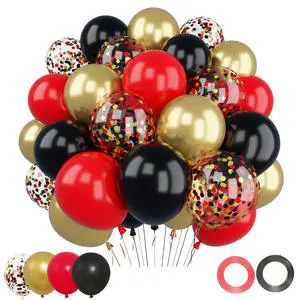 Red Black Gold Balloons Set 50Pcs 12 Inch Latex Party Balloons Red Black Gold Balloons Set 50Pcs 12 Inch Latex Party Balloons