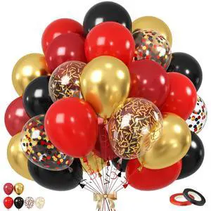 Red Black Gold Balloons, 60PCS Dark Red Black Party Balloons, 12 Inch Metallic Gold Confetti Latex Balloon Helium for Graduation New Year Casino Theme Movies Night Festival Birthday Party Decorations Red Black Gold Balloons, 60PCS Dark Red Black Party Balloons, 12 Inch Metallic Gold Confetti Latex Balloon Helium for Graduation New Year Casino Theme Movies Night Festival Birthday Party Decorations