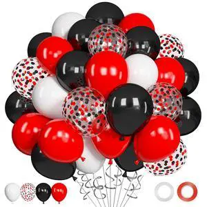 71pcs Red Black White Balloons Set, 12 inch Latex Balloon 71pcs Red Black White Balloons Set, 12 inch Latex Balloon
