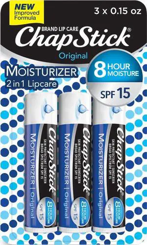 Moisturizer Original Lip Balm Tubes, SPF 15 and Skin Protectant - 0.15 Oz, 3 Count (Pack of 1) Moisturizer Original Lip Balm Tubes, SPF 15 and Skin Protectant - 0.15 Oz, 3 Count (Pack of 1)