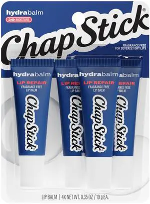 HydraBalm Lip Balm Tubes, Fragrance-Free with Vitamin E and Shea Butter, 24 Hr Moisture, Hydrating for Severely Dry, Chapped Lips, 4-Count Pack, 0.35 oz Each HydraBalm Lip Balm Tubes, Fragrance-Free with Vitamin E and Shea Butter, 24 Hr Moisture, Hydrating for Severely Dry, Chapped Lips, 4-Count Pack, 0.35 oz Each