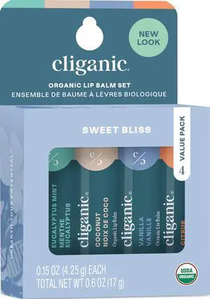 Organic Lip Balm Set - 4 Flavors - Natural Hydrating for Cracked & Dry Lips Organic Lip Balm Set - 4 Flavors - Natural Hydrating for Cracked & Dry Lips