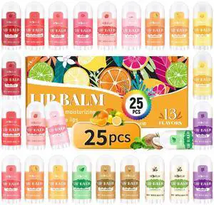 Mini Lip Balm 25 Pcs,Natural Lip Balms with Vitamin E and Coconut Oil Mini Lip Balm 25 Pcs,Natural Lip Balms with Vitamin E and Coconut Oil