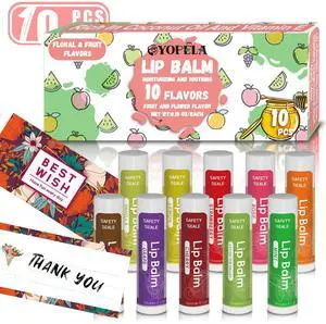 10 Pack Natural Lip Balm Bulk with Vitamin E and Coconut Oil Valentine's Choice Gift - Moisturizing, Soothing, and Repairing Dry and Chapped Lips - 10 Flavors - Non-GMO 10 Pack Natural Lip Balm Bulk with Vitamin E and Coconut Oil Valentine's Choice Gift - Moisturizing, Soothing, and Repairing Dry and Chapped Lips - 10 Flavors - Non-GMO