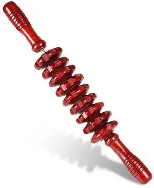 Manual Wooden Massage Roller Stick for Muscle Relief, Red Manual Wooden Massage Roller Stick for Muscle Relief, Red