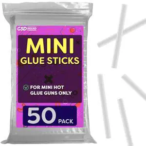 50 Pack Bulk Mini Hot Glue Sticks for Glue Gun, 4" x 0.27", 7mm 50 Pack Bulk Mini Hot Glue Sticks for Glue Gun, 4" x 0.27", 7mm