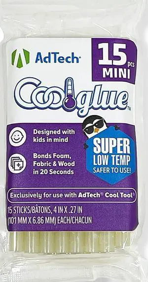 Ultra Low Temp Cool Glue Sticks, Mini 4-Inch 15-Pack for Safe Crafting & DIY, Fast Bonding, Ideal for Delicate Materials, Fits Low Temp Mini Glue Guns, Made in USA Ultra Low Temp Cool Glue Sticks, Mini 4-Inch 15-Pack for Safe Crafting & DIY, Fast Bonding, Ideal for Delicate Materials, Fits Low Temp Mini Glue Guns, Made in USA