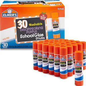 Disappearing Purple School Glue Sticks, Washable, 7 Grams, 30 Count - Posters, Back to School, Bulk Pack for Classrooms, #1 Teacher Brand Disappearing Purple School Glue Sticks, Washable, 7 Grams, 30 Count - Posters, Back to School, Bulk Pack for Classrooms, #1 Teacher Brand