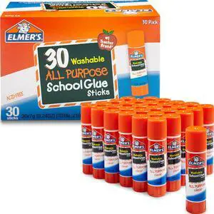All Purpose School Glue Sticks, Acid-Free and Washable, Clear, 7 Grams, 30 Count - Craft Projects, Poster, Classroom Supplies, #1 Teacher Brand All Purpose School Glue Sticks, Acid-Free and Washable, Clear, 7 Grams, 30 Count - Craft Projects, Poster, Classroom Supplies, #1 Teacher Brand