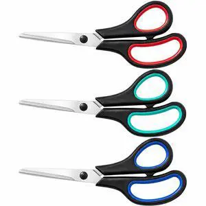 Scissors All Purpose 3 Pack, 8" Stainless Steel Sewing Craft Scissors for Office, Sharp Cutting Tools for Adults Teachers, School Supplies Bulk, Home Office School Essentials for Paper Shear Fabric Scissors All Purpose 3 Pack, 8" Stainless Steel Sewing Craft Scissors for Office, Sharp Cutting Tools for Adults Teachers, School Supplies Bulk, Home Office School Essentials for Paper Shear Fabric