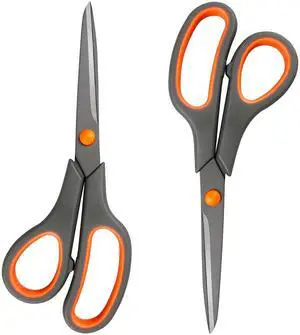All-Purpose Scissors Bulk 2-Pack - Ultra Sharp 2.5mm Thick Blade Shears with Comfort-Grip Handles for Home and Office, Suitable for Right/Left Handed Use All-Purpose Scissors Bulk 2-Pack - Ultra Sharp 2.5mm Thick Blade Shears with Comfort-Grip Handles for Home and Office, Suitable for Right/Left Handed Use